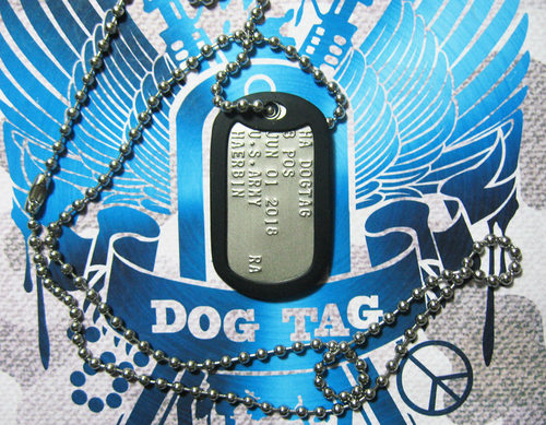 美军狗牌身份牌定制军牌冲压凸版军籍牌DOGTAG士兵牌项链单牌 - 图0
