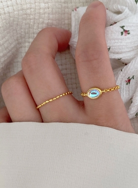 韩国ins925银吊坠可调节戒指