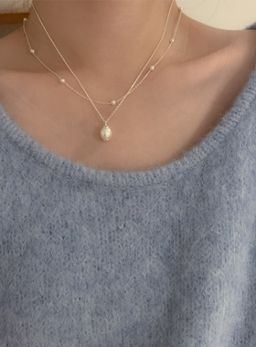 925银小珍珠项链锁骨链