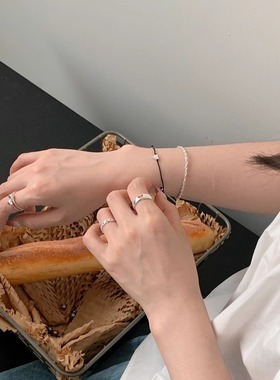 925银爱心黑绳双层缠绕细手链