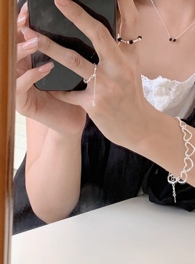 现货Sunup_Q韩国ins 925银 天然淡水珠子小珠子爱心手链