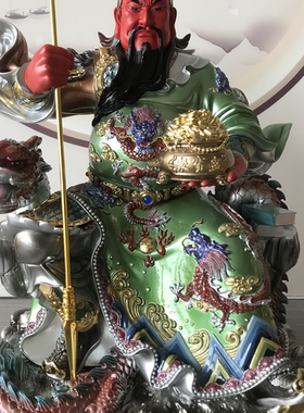 新款彩绘关公神像关二爷佛像摆件