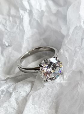 外贸饰品指环日韩风潮流时尚简约气质求婚钻戒黄铜镀真金锆石戒指