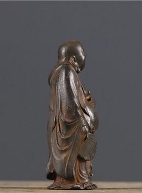 仿古铁器弥勒佛祖居家摆件复古陈设供佛拜佛怀旧收藏禅意文玩中式