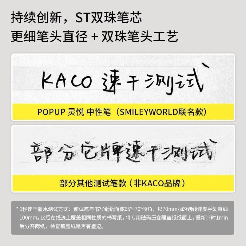 KACO联名SMILEYWORLD系列POPUP中性笔ST尖按动式单支装笑脸表情包 大容量书写学生刷题办公文具速干顺滑 - 图3