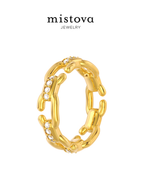 MistovaC锁镶石戒指S925