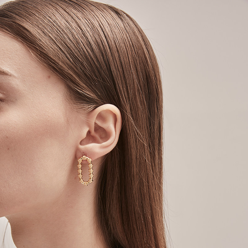 mistova设计师18k金岩层ins耳钉 mistovajewelry耳钉