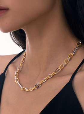 Mistova绳结时尚金银拼色项链