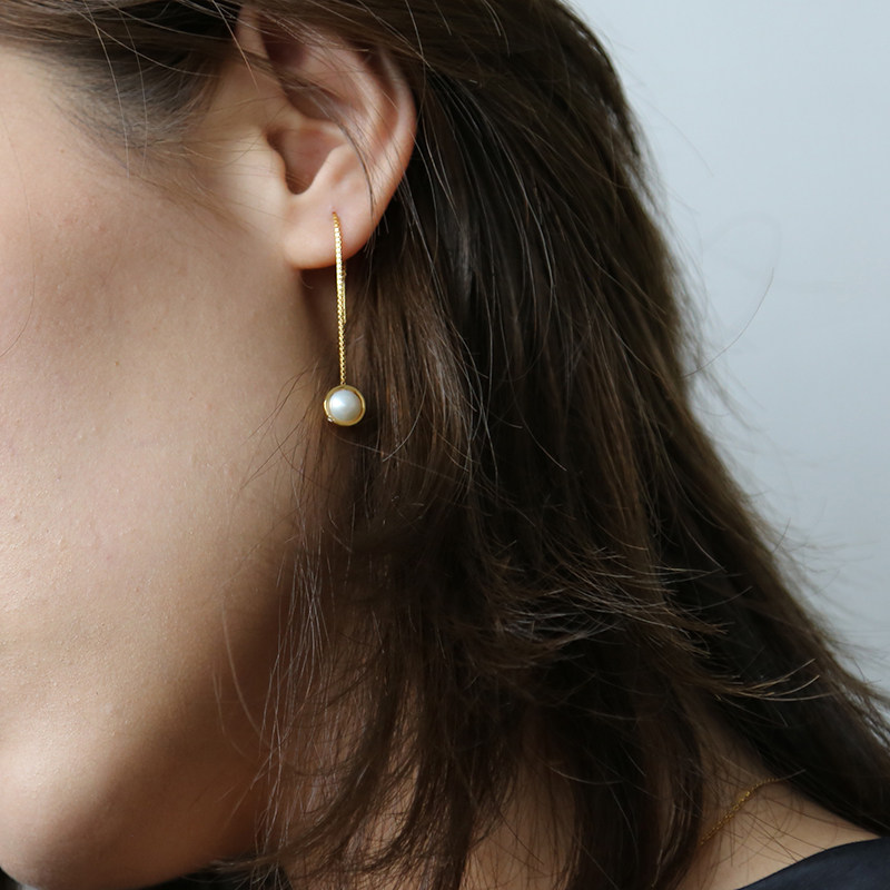 mistova设计师女款气质18k金耳线 mistovajewelry耳线