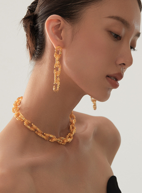 自由组合可拆分铜镀金项链耳环