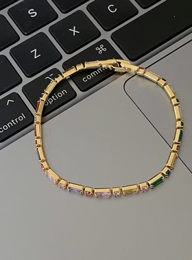 彩色锆石复古手链女2025年新款潮轻奢小众精致女生网红爆款女款链