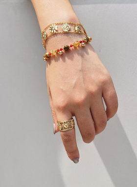 【秋冬新品】莓拉「雅丹流光」虎眼石美拉德可抽拉串珠手黄水晶