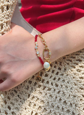 莓拉O型十字手链欧美流行回形针扣设计款可DIY礼物