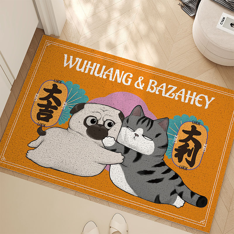 吾皇万睡丝圈地垫入户门垫玄关家用进门地毯可爱蹭土垫子防滑除尘,淘宝优惠券,粉丝福利购,淘宝优惠卷