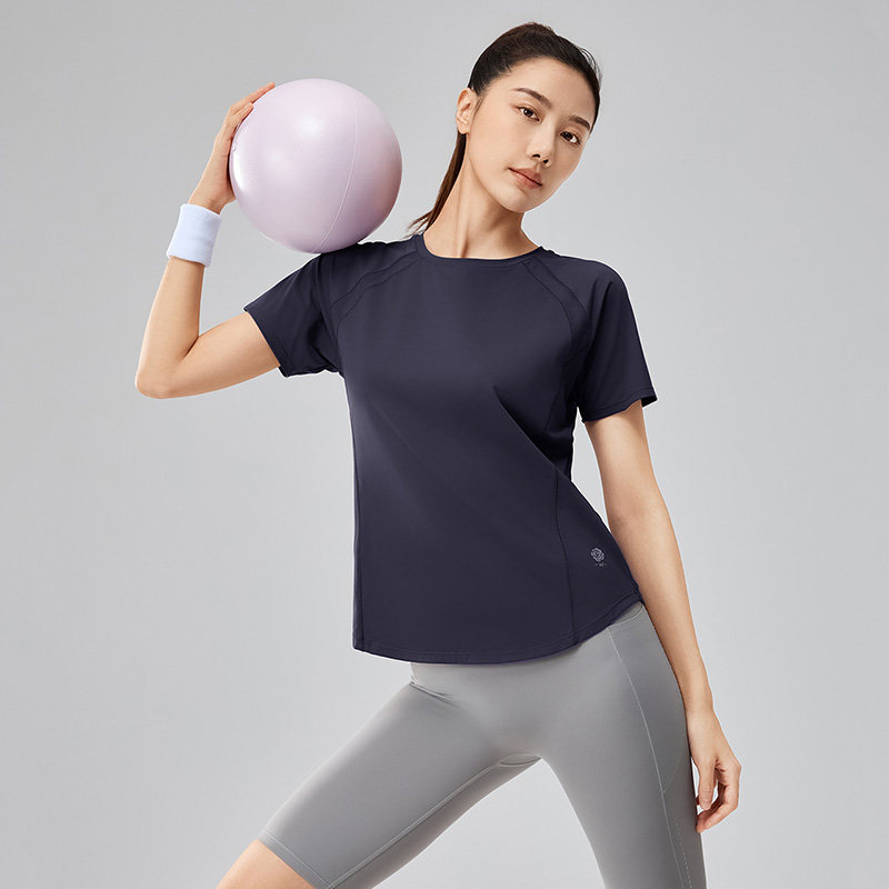 361女士短袖t恤2025夏季新款速干冰丝防晒运动上衣圆领瑜伽短t女