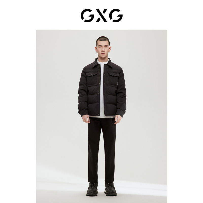 GXG男装商场同款费尔岛系列黑色羽绒服2022年冬季新品