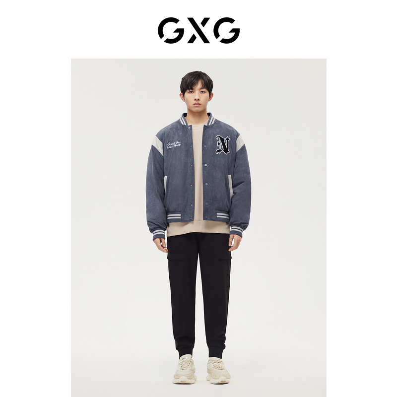 GXG奥莱 22年短款羽绒服仿麂皮绒男加厚棒球服外套 冬季新款