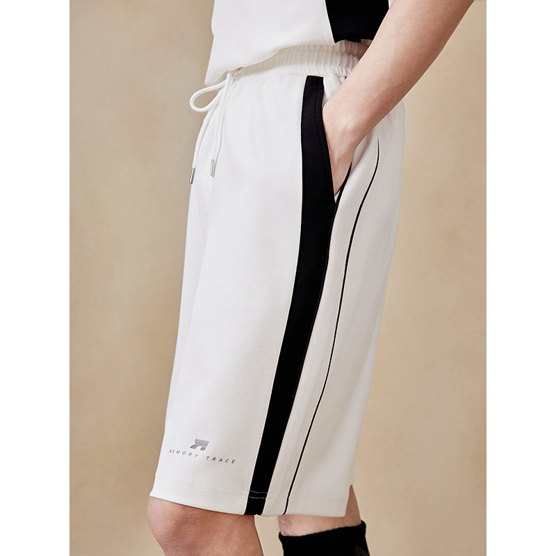 GXG男装 拼接针织休闲短裤通勤简约运动裤25年夏季新品G25X222041,淘宝优惠券,粉丝福利购,淘宝优惠卷