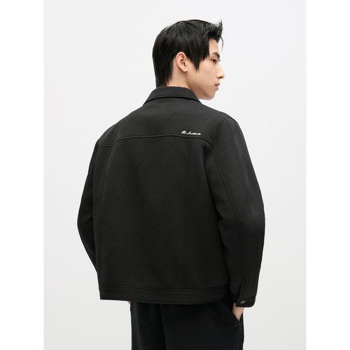 GXG男装 条纹提花肌理翻领夹克外套秋季款#G24D213066 - 图2