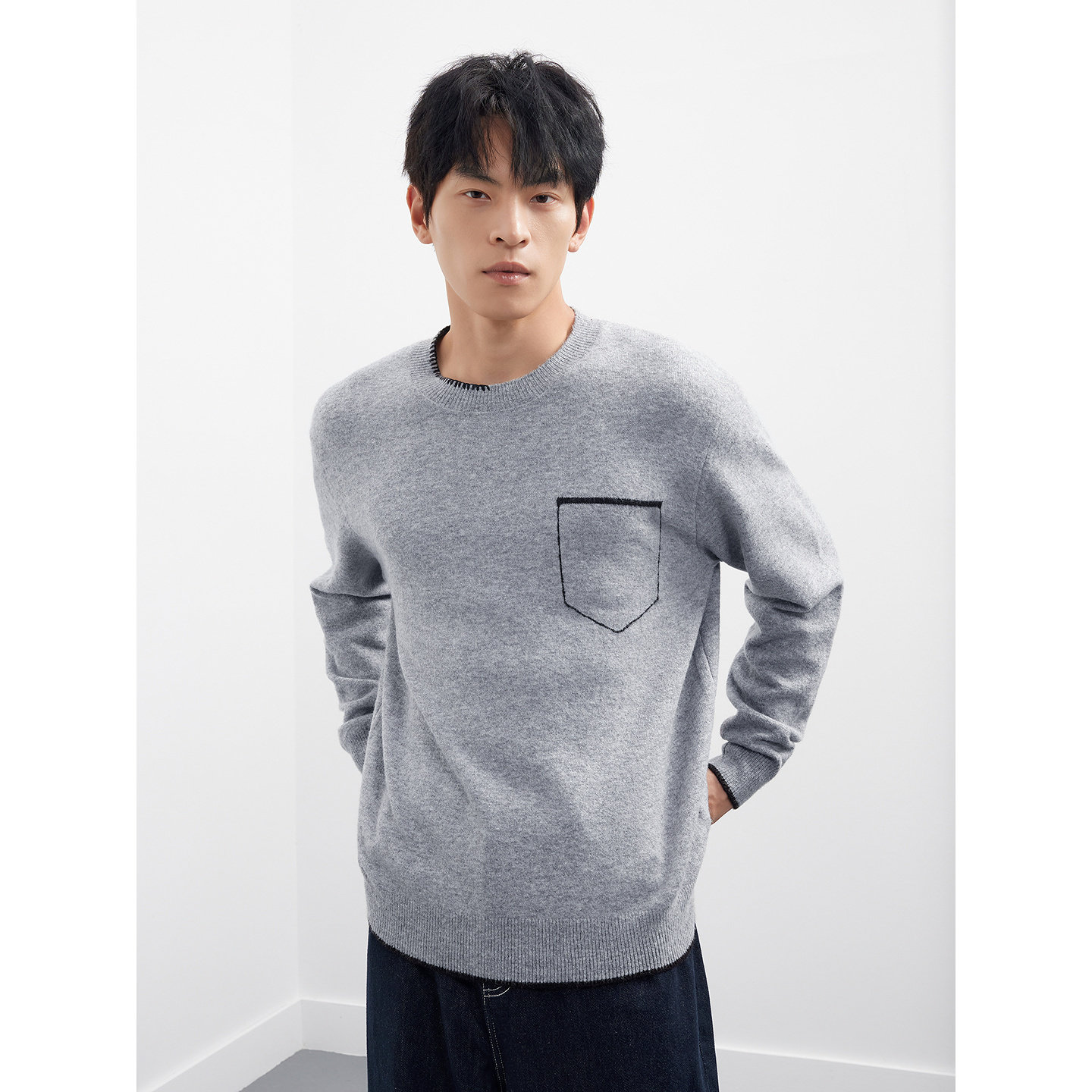 【羊毛混纺】25秋季新品 GXG圆领线衫男休闲百搭通勤内搭针织衫,淘宝优惠券,粉丝福利购,淘宝优惠卷