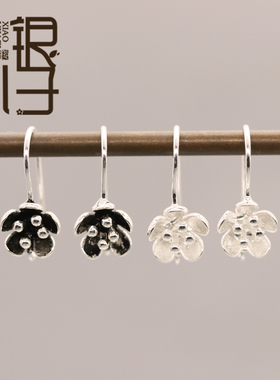 S925纯银花纹半成品耳钩