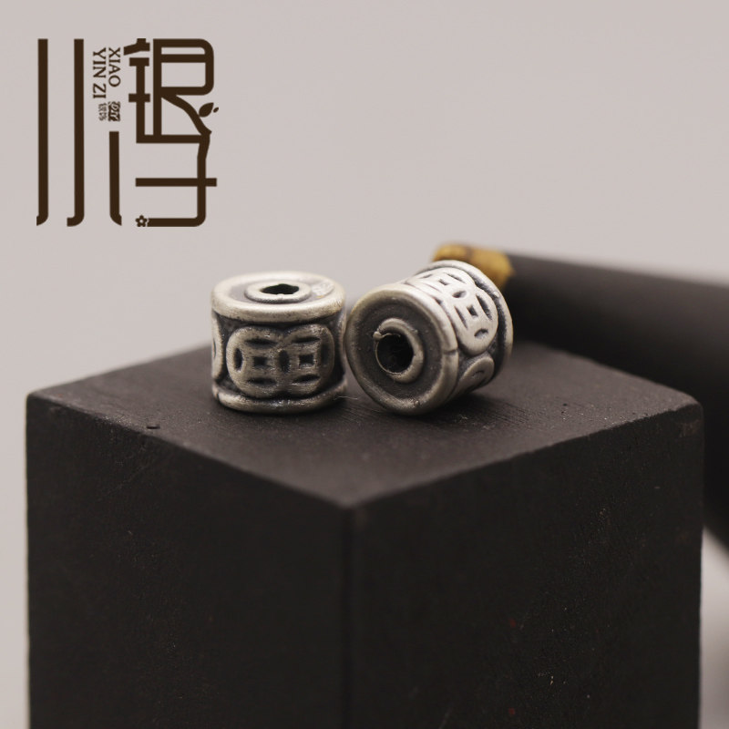 足银隔珠 3D硬银铜钱福字万字六字真言桶珠 S999纯银银饰DIY编绳,淘宝优惠券,粉丝福利购,淘宝优惠卷