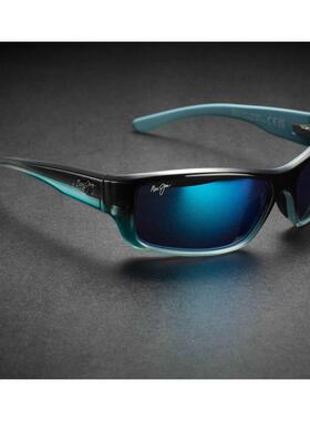 代购MauiJim男士太阳镜偏光防紫外线高清视野抗眩光蓝色塑料框