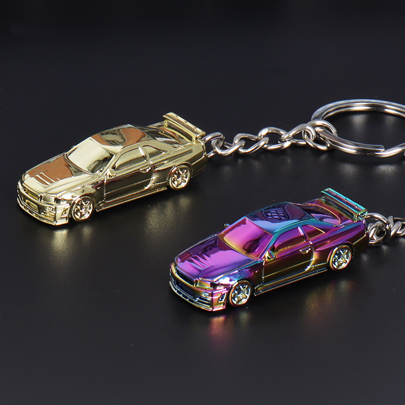 日产尼桑GTR34挂链钥匙扣 Seeker 1/87 高档仿真合金汽车模型挂件 - 图3