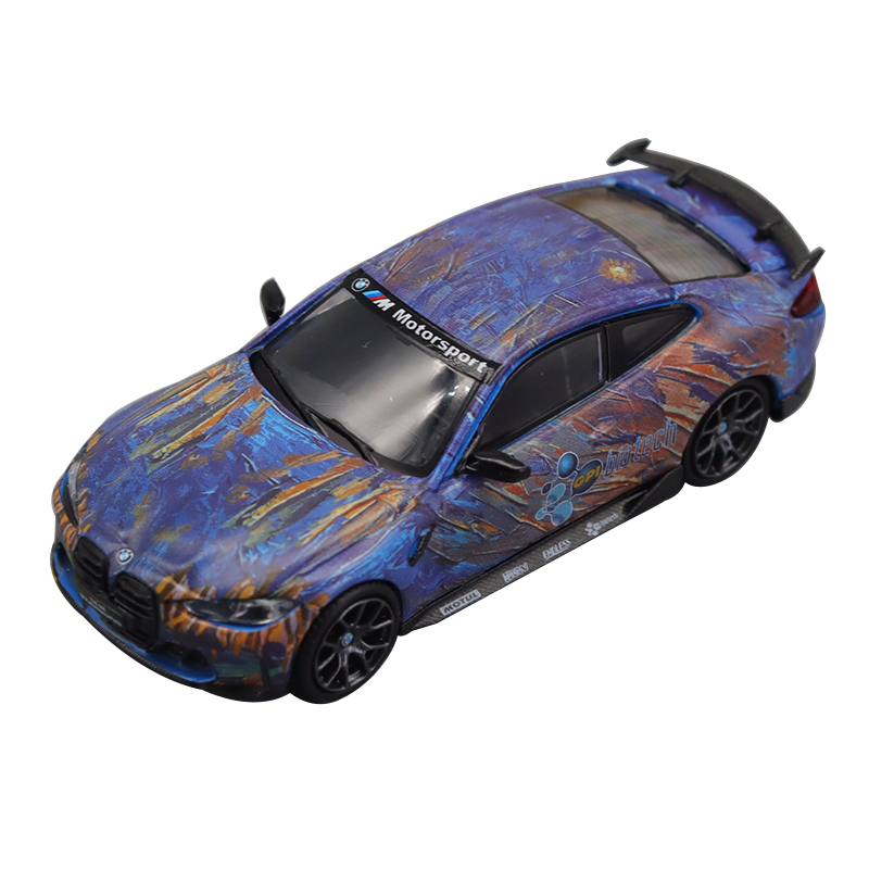 金属摆件宝马M4 TM 1:64 The BMW M4 梵高艺术车仿真合金汽车模型 - 图3