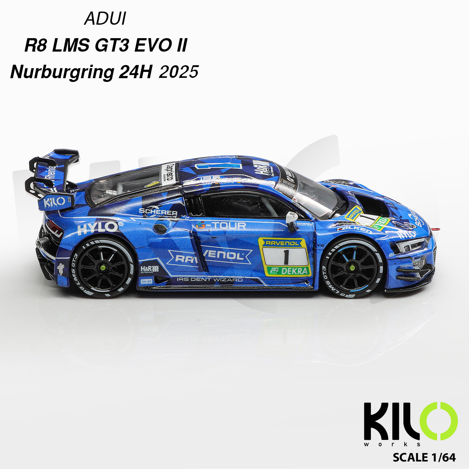 2025奥迪R8 LMS GT3 EVO纽博格林赛车 KILO 1:64莲花合金汽车模型,淘宝优惠券,粉丝福利购,淘宝优惠卷