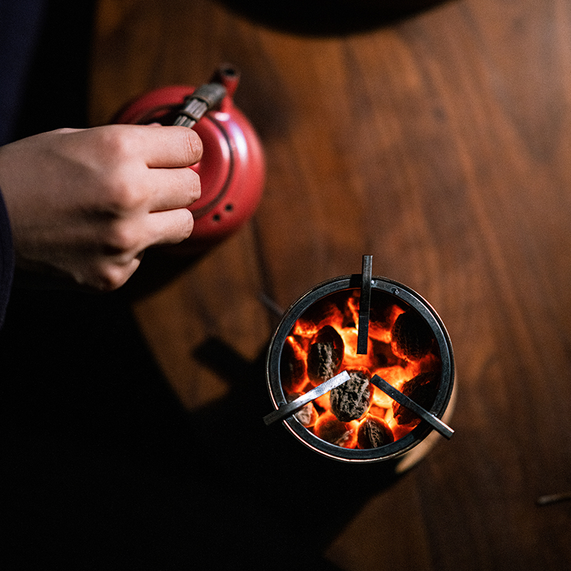 草木祠户外不锈钢小茶炉温煮茶炉酒精炉炭炉蜡烛底座保温火炉-图2