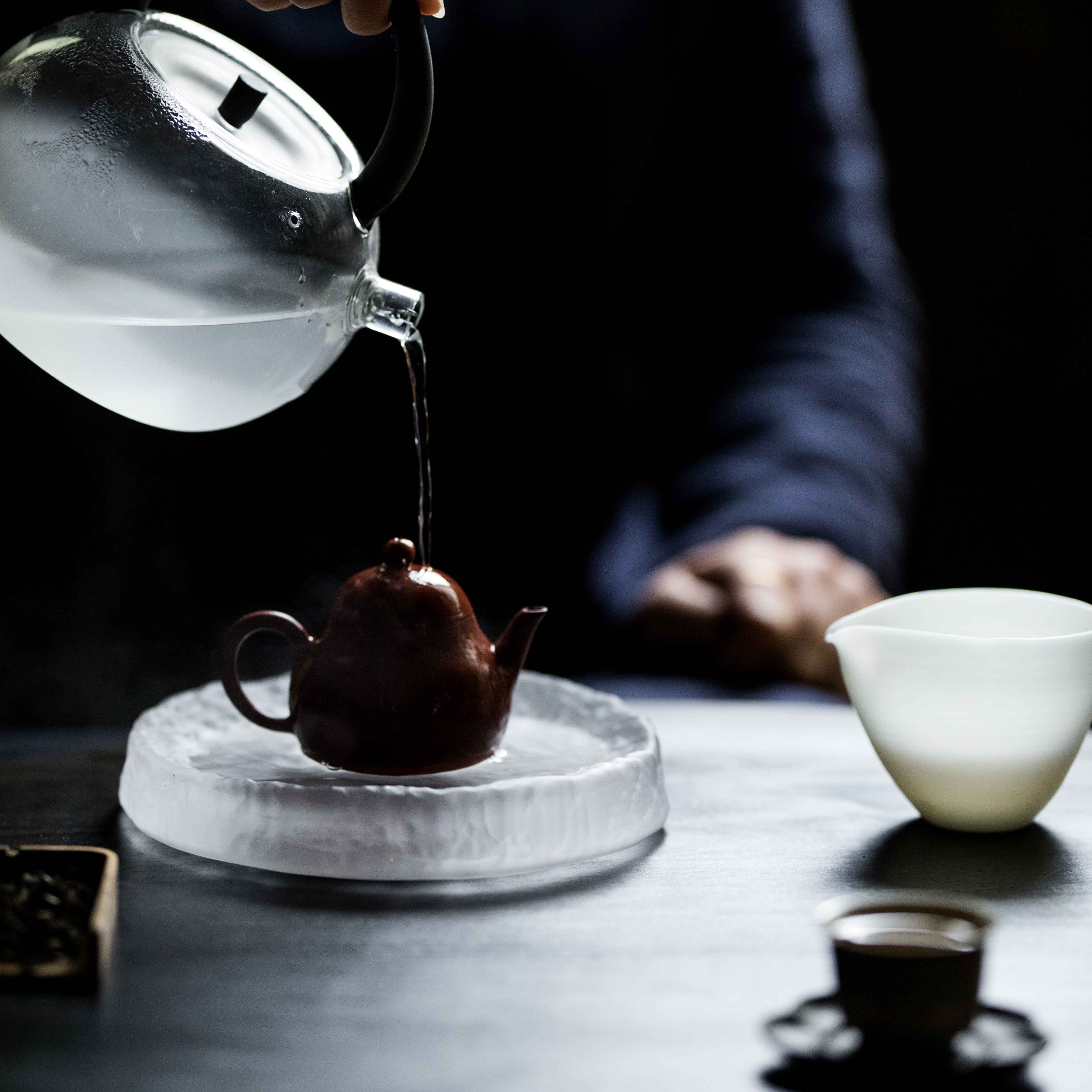 草木祠 冰冻烧磨砂玻璃壶承干泡台壶托盘功夫茶具养壶垫杯垫茶托