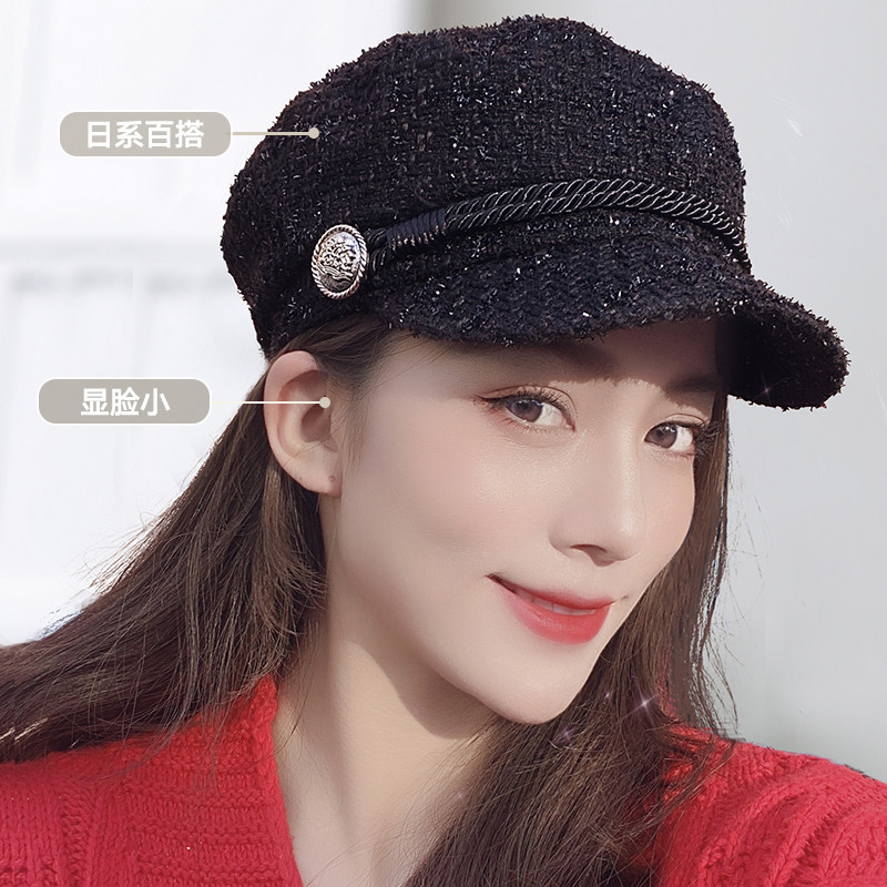 贝雷帽女韩版潮秋冬天英伦鸭舌帽 麦诗鹿帽子