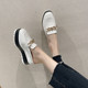 Korean style thick-soled toe-cap half slippers with chain, large size women's shoes