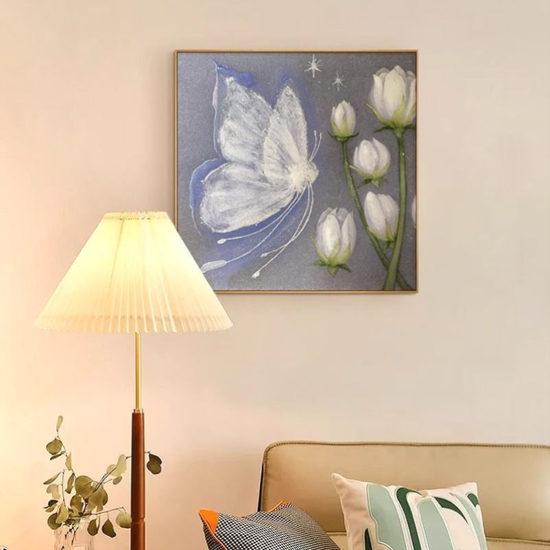 ins奶油风粉色蝴蝶花卉清新治愈挂画餐厅客厅玄关装饰画斗柜摆画 - 图2