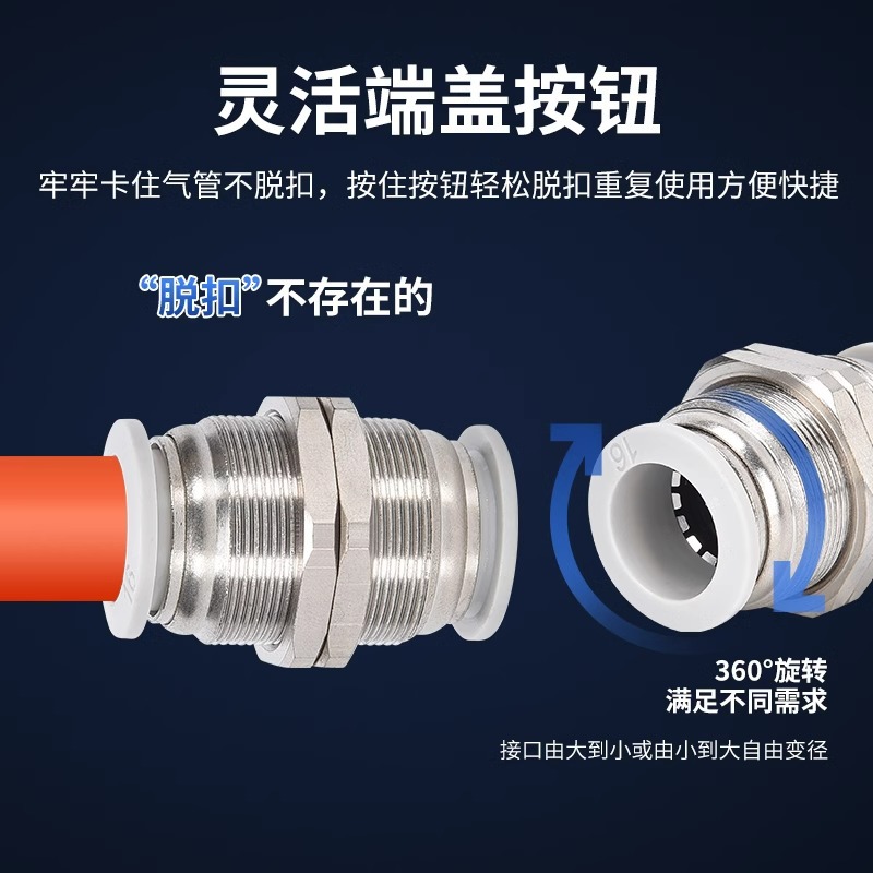 KQ2E气管快插外螺纹直通穿隔板接头PLM/BPM/PM/4/6/8/10/12/14/16 - 图1