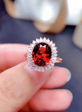 925纯银天然石榴石戒指吊坠耳钉