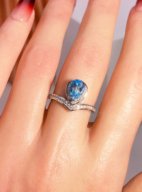 闭口戒指空托水滴5*7mm轻奢小众