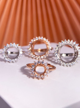 经典戴妃款圆形戒指空托宝石镶嵌