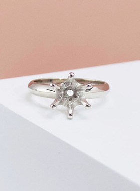 加宽加厚T家六爪戒指空托S925银