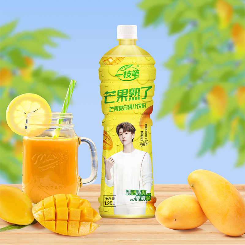 一枝笔芒果汁饮料1.25L*2瓶装大瓶浓缩果汁芒果果香饮品整箱-图0