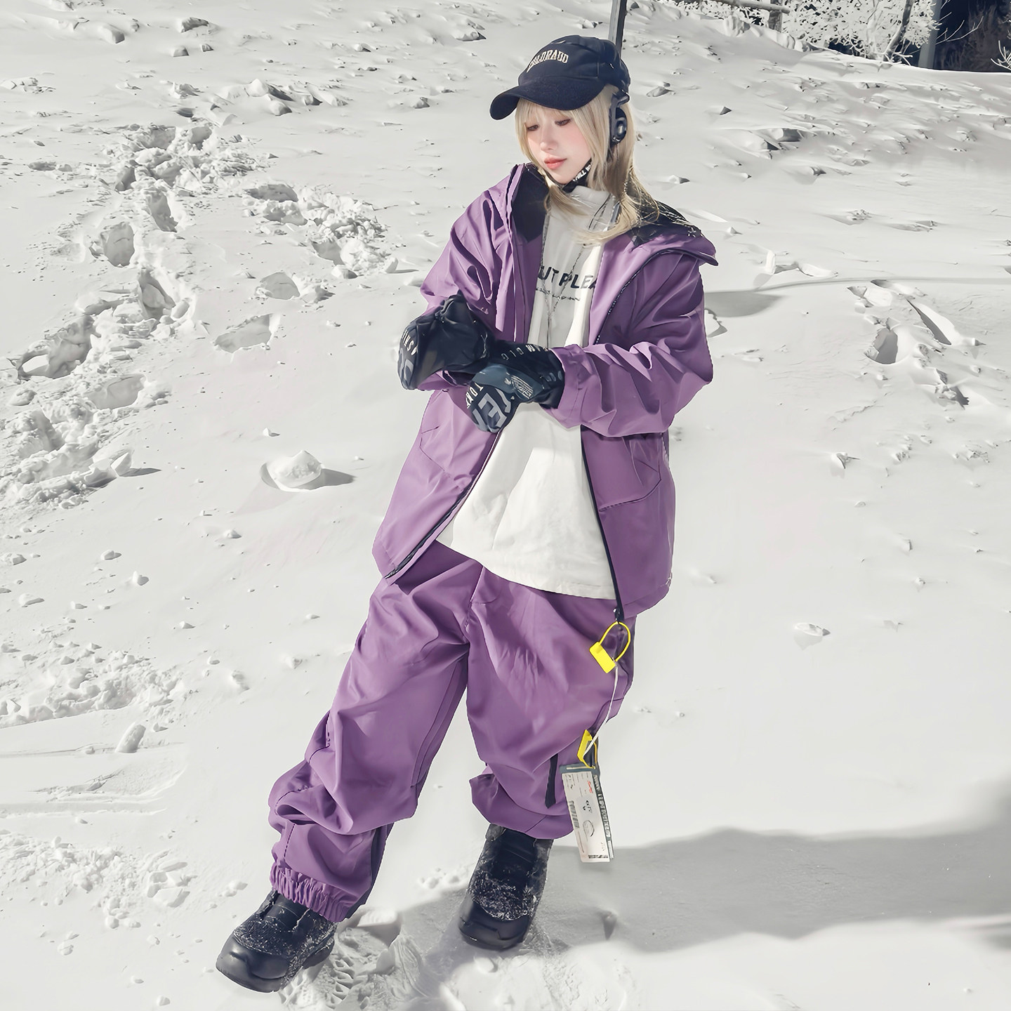 LANCIA 小个子紫色滑雪套装男女户外防风防水保暖宽松滑雪衣裤,淘宝优惠券,粉丝福利购,淘宝优惠卷