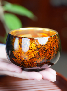 非遗大漆纯手工制作茶杯鎏金茶盏