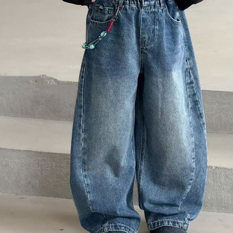 美妞之城儿童洋气复古文艺中大童弯刀牛仔裤2025秋季新款童装裤子
