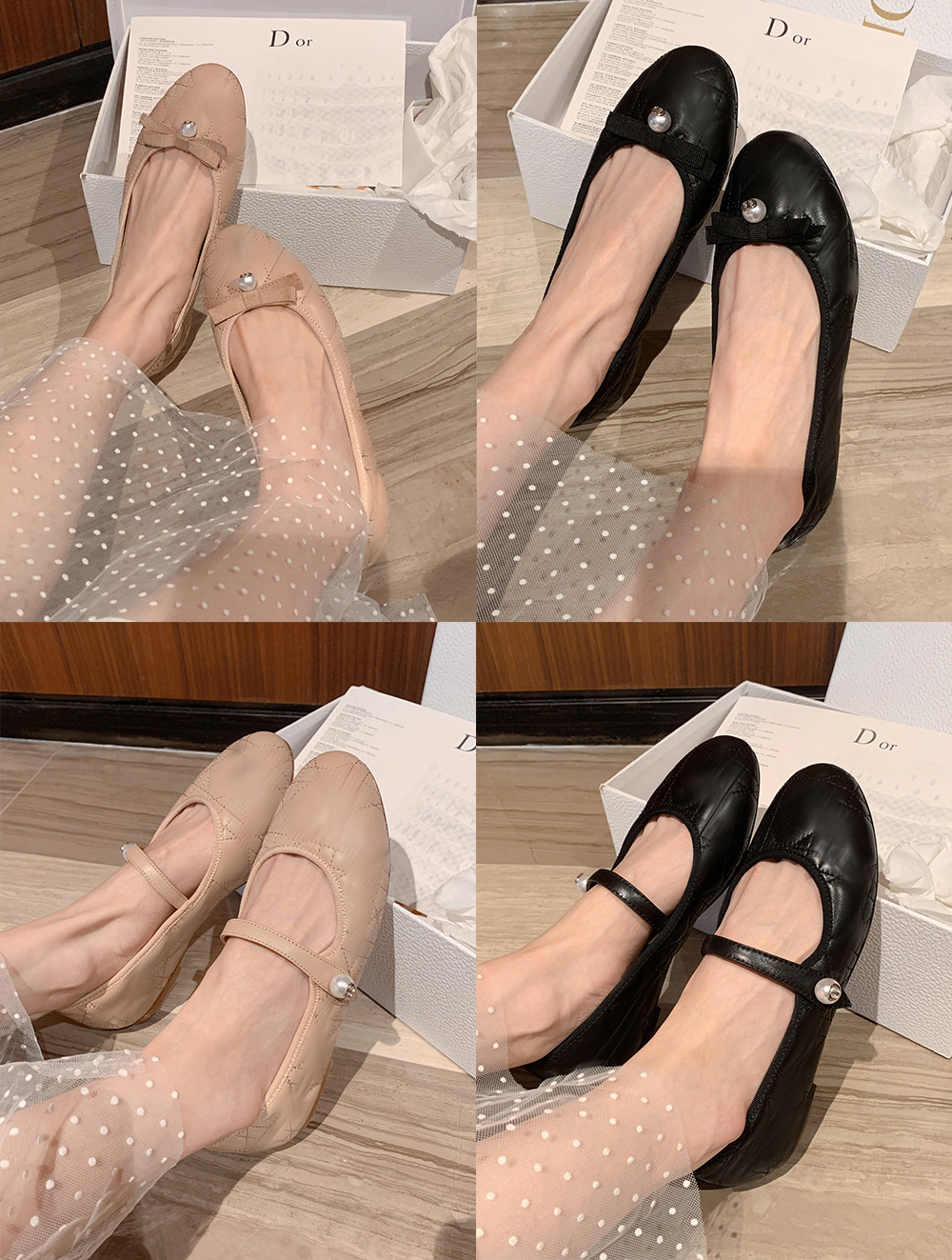 【benefanfan】有点乖的蝴蝶结珍珠芭蕾舞鞋真皮底套包平底单鞋女,淘宝优惠券,粉丝福利购,淘宝优惠卷