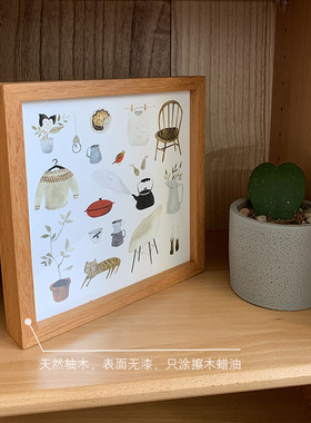 治愈温馨餐厅原木风有框画