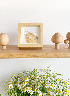 榉木摆件日式可爱实木家居饰品