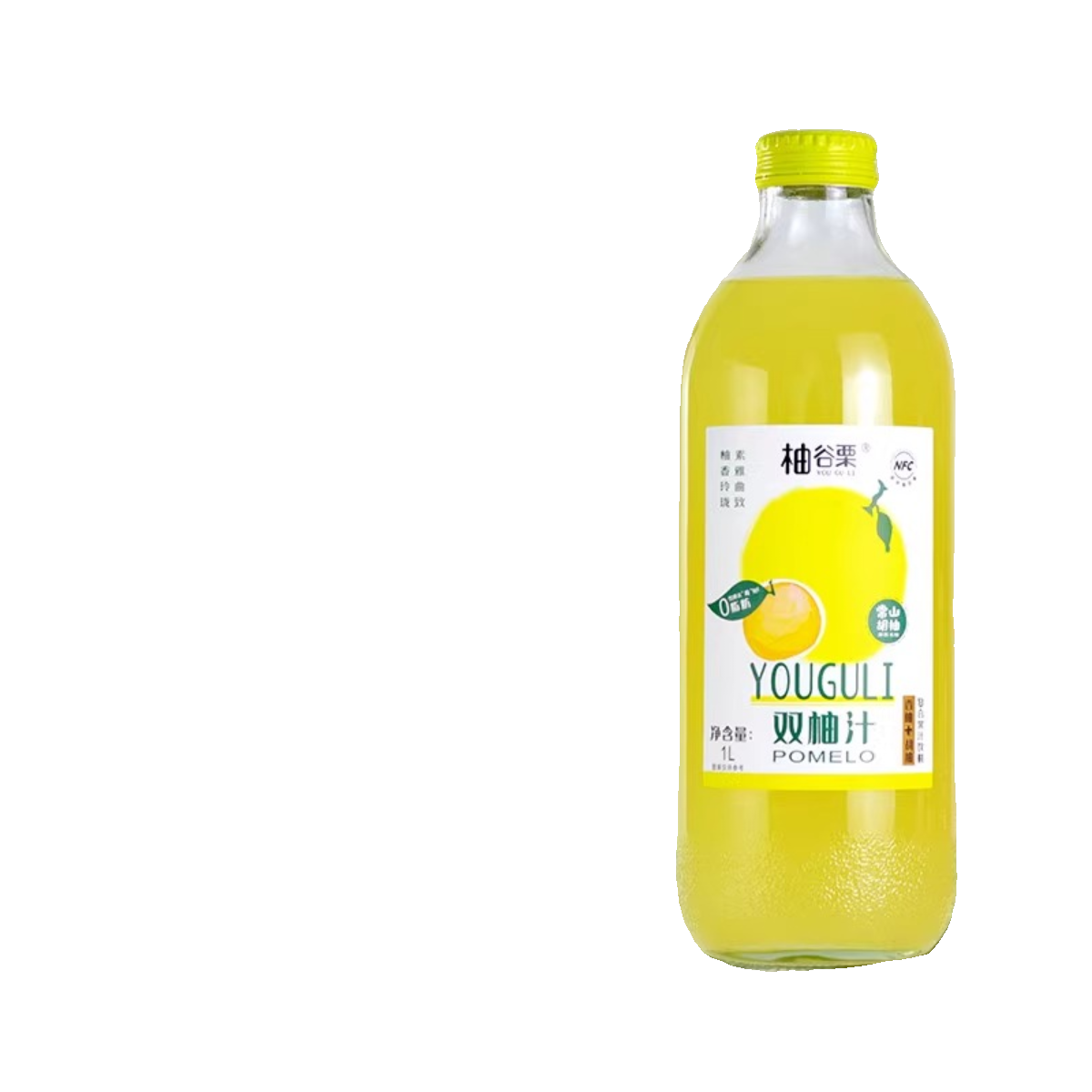柚谷栗双柚汁1L*6瓶胡柚香柚复合果汁饮料包邮玻璃瓶装柚子汁0脂 - 图0