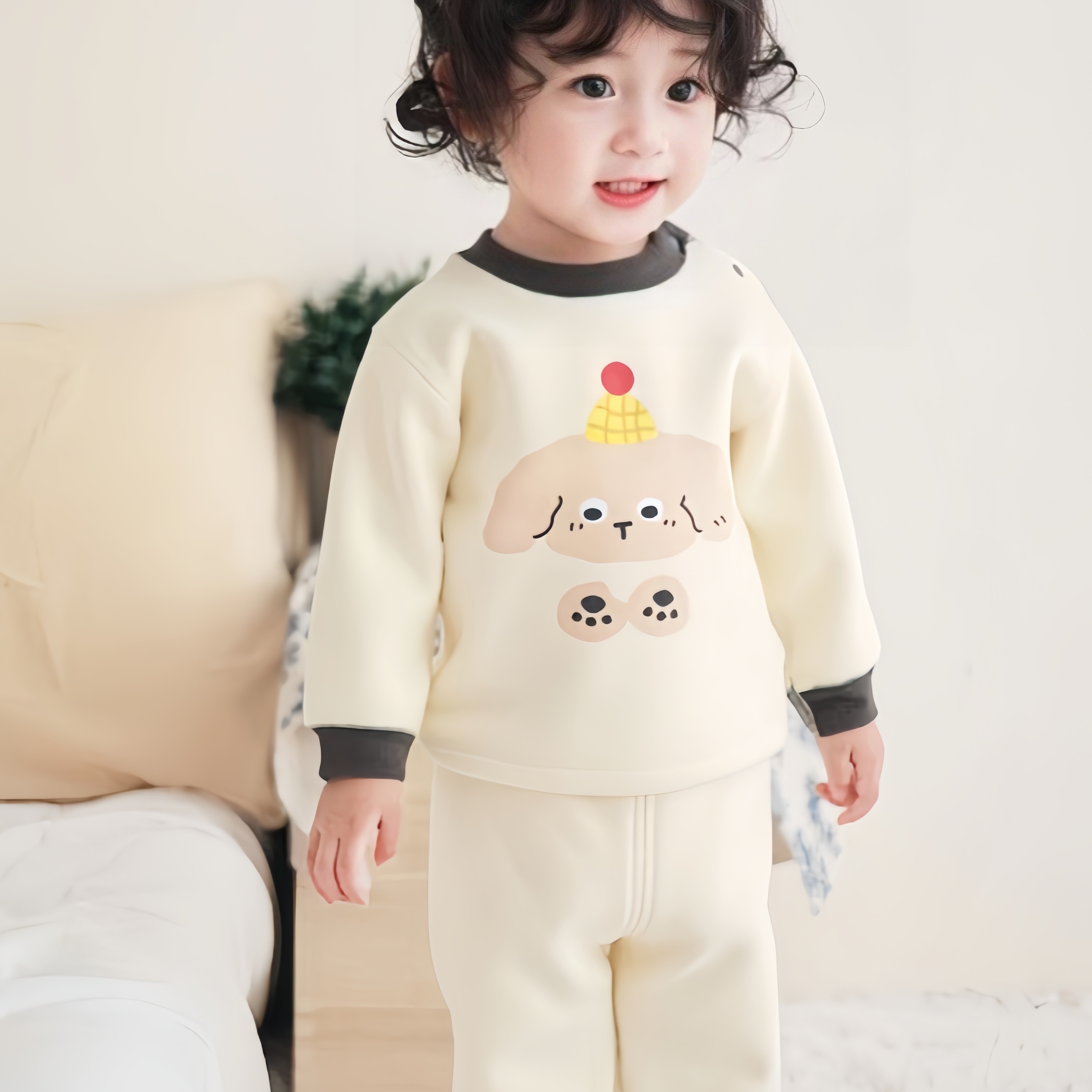 2026新款冬季加绒加厚儿童保暖内衣婴幼儿韩版可爱家居服睡衣套装,淘宝优惠券,粉丝福利购,淘宝优惠卷