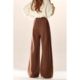 Brown bear embroidered sports casual wide-leg pants with velvet